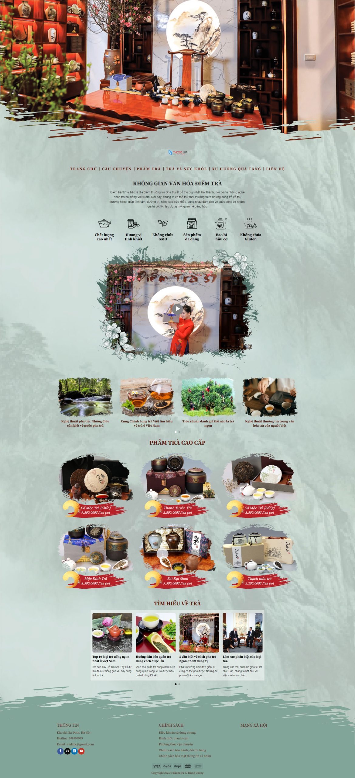 Giao diện website bán trà
