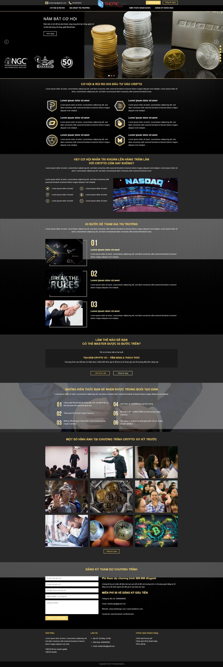 Giao diện website lớp học bitcoin