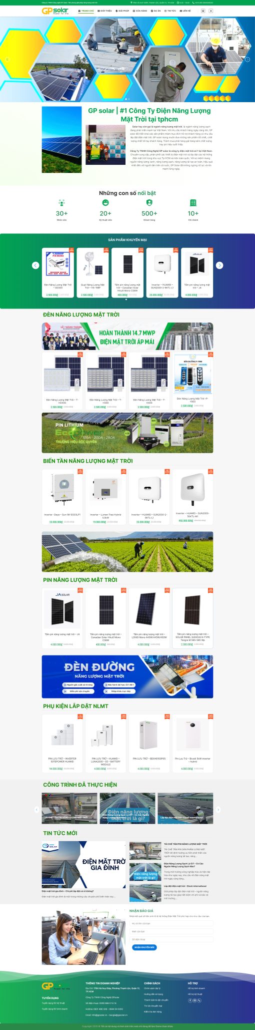 Giao diện website năng lượng mặt trời