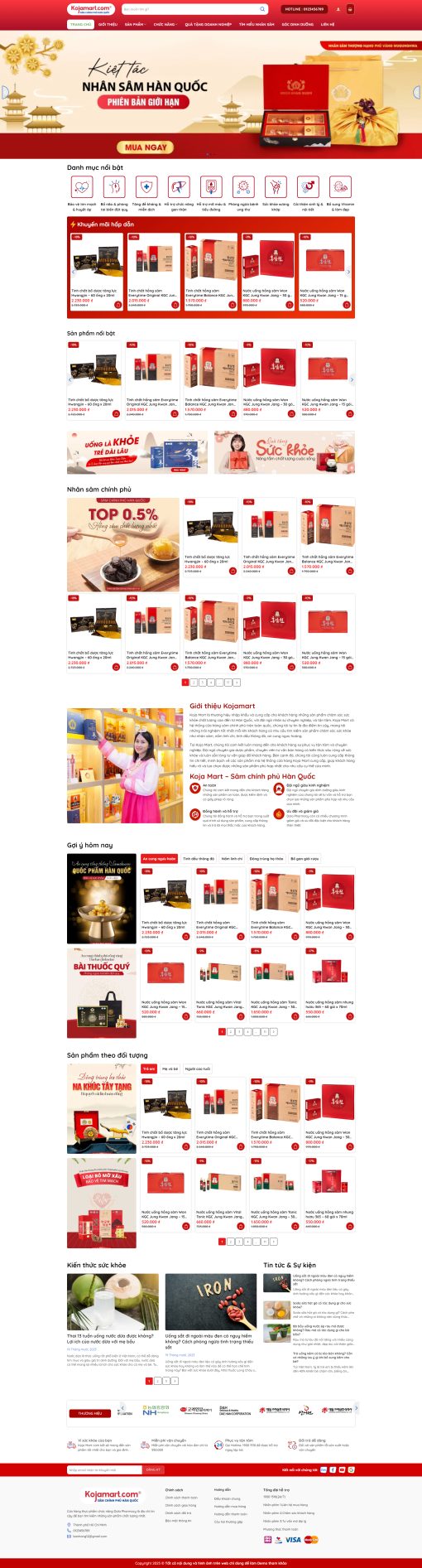 Giao diện website shop bán sâm hàn quốc