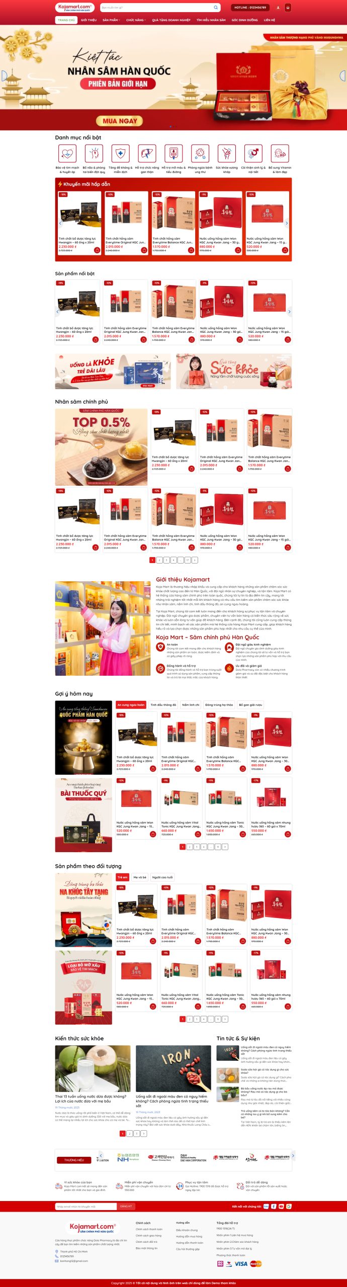 Giao diện website shop bán sâm hàn quốc