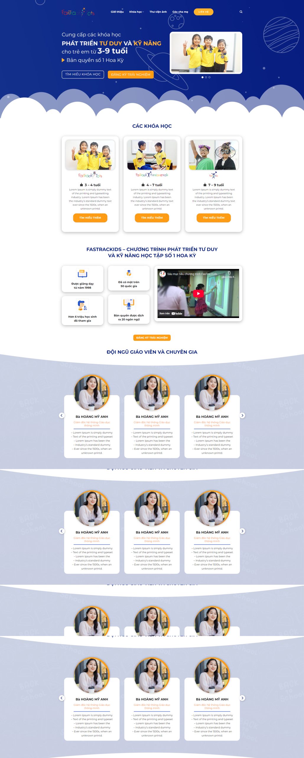 Giao diện website trường học mầm non