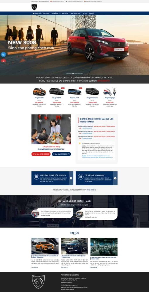 Giao diện website bán xe Peugeot 1